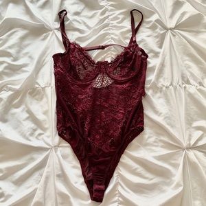 Burgundy Lace Bodysuit